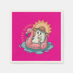 Summerween Spook op een Flamingo Drijver Servet
