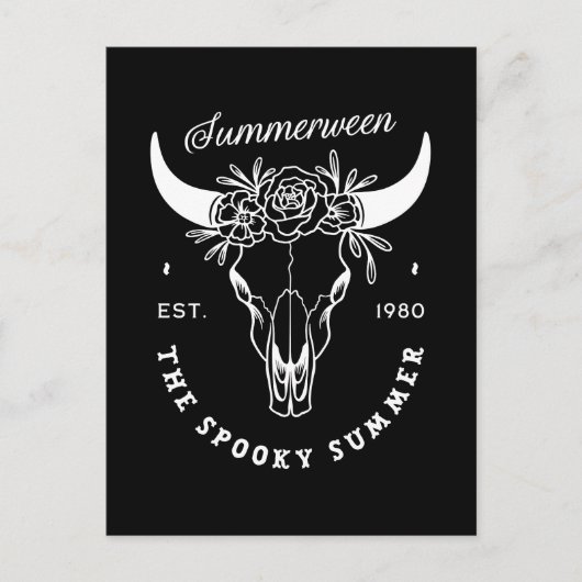 Summerween spooky gothic summer party theme black briefkaart (Voorkant)