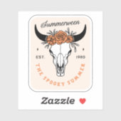 Summerween spooky summer floral skull aesthetic sticker (Vel)