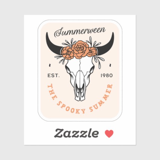 Summerween spooky summer floral skull aesthetic sticker (Vel)