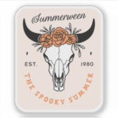 Summerween spooky summer floral skull aesthetic sticker (Voorkant)