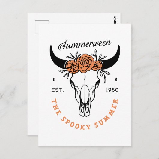 Summerween spooky summer halloween party skull briefkaart (Voorkant / Achterkant)