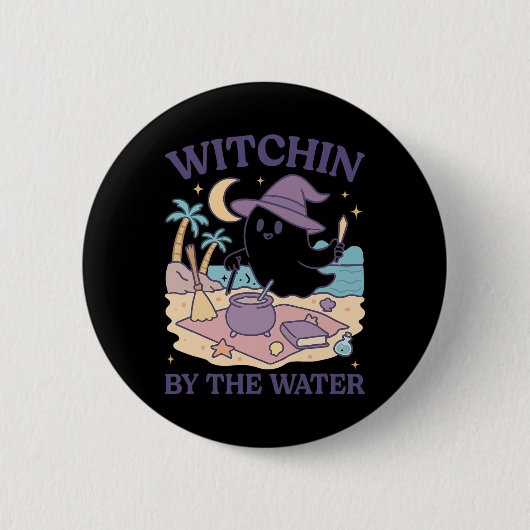 Summerween Strand Halloween Geest Ronde Button 5,7 Cm (Voorkant)