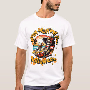 Summerween Strand Skelet in Tropisch Halloween T-shirt
