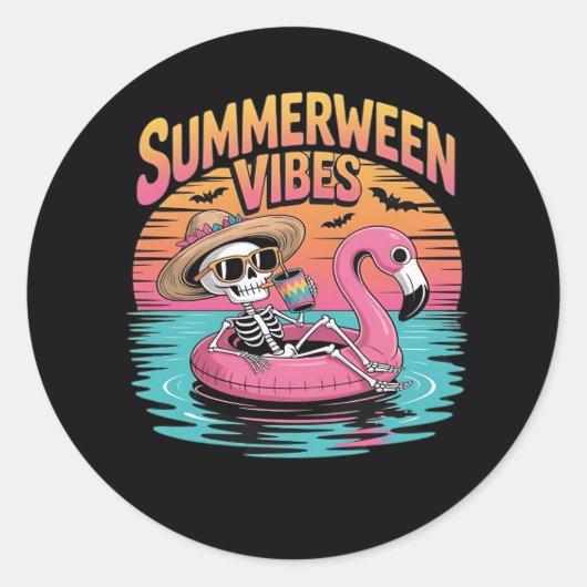 Summerween - Summerween Beach - Summerween Witch - Ronde Sticker (Voorkant)