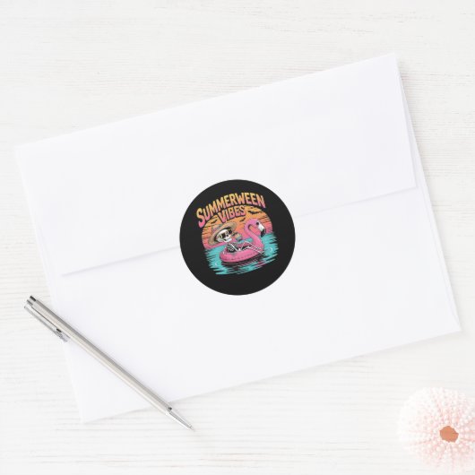 Summerween - Summerween Beach - Summerween Witch - Ronde Sticker (Envelop)
