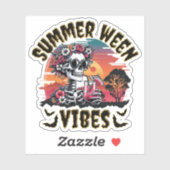Summerween Sunset Floral Skeleton Tropical Juice Sticker (Vel)