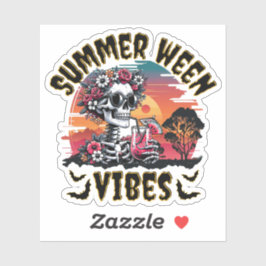 Summerween Sunset Floral Skeleton Tropical Juice Sticker