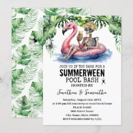 Summerween Tropisch Skelet Zwembad Feest Kaart