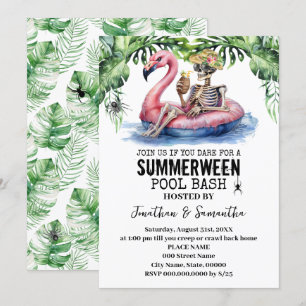 Summerween Tropisch Skelet Zwembad Feest Kaart