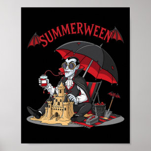 Summerween Vampier Strand Dracula Zandkasteel Goti Poster