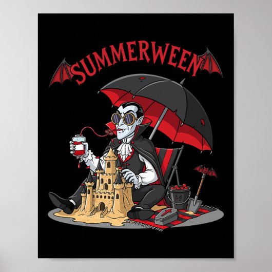 Summerween Vampier Strand Dracula Zandkasteel Goti Poster (Voorkant)