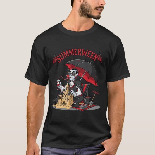 Summerween Vampier Strand Dracula Zandkasteel Goti T-shirt (Voorkant)