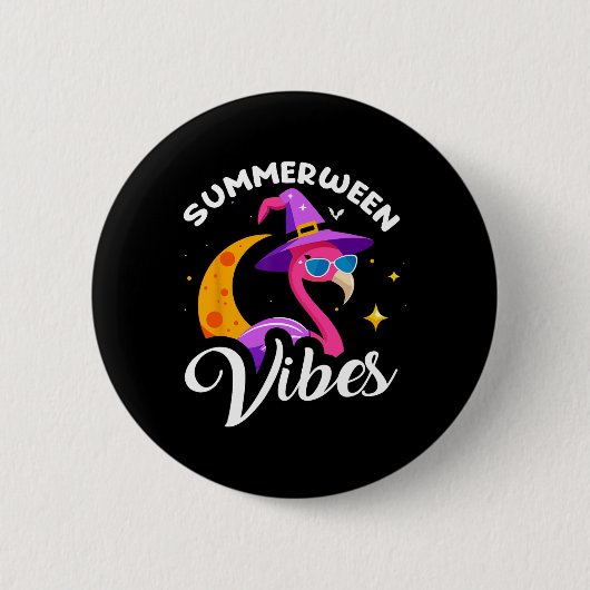Summerween Vibes Flamingo Summer Halloween Vacatio Ronde Button 5,7 Cm (Voorkant)