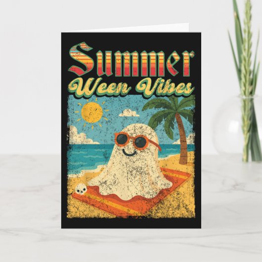 Summerween Vibes Ghost Funny Summer Halloween Kaart (Voorkant)