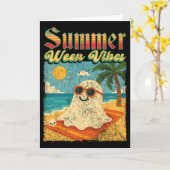 Summerween Vibes Ghost Funny Summer Halloween Kaart (Gele Bloem)