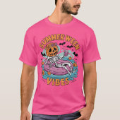 Summerween Vibes Halloween Summer Fun Flamingo Ske T-shirt (Voorkant)