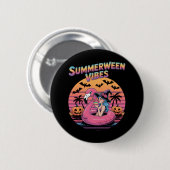 Summerween Vibes Heks Flamingo Ronde Button 5,7 Cm (Voorkant /achterkant)