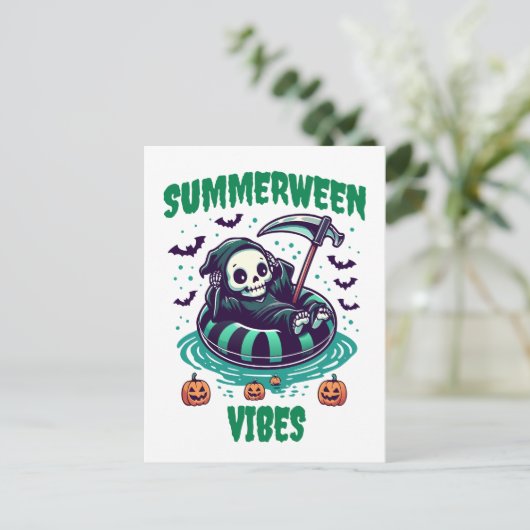 Summerween Vibes – Reaper Relaxed Briefkaart (Staand voorkant)