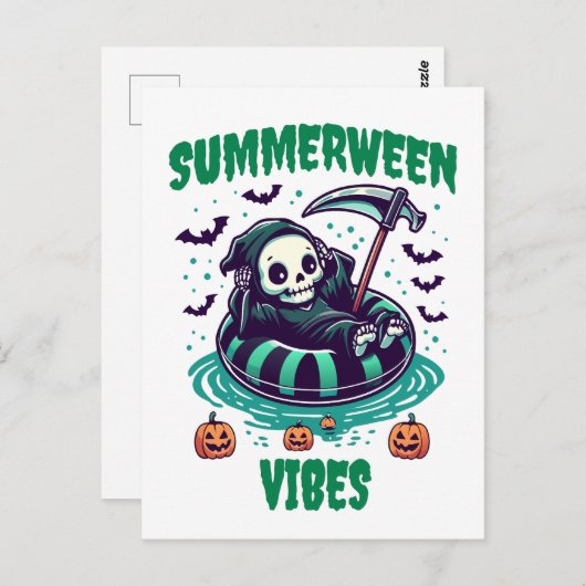 Summerween Vibes – Reaper Relaxed Briefkaart (Voorkant / Achterkant)