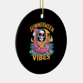 Summerween Vibes Skeleton Flamingo Float Summer Ha Keramisch Ornament (Rechts)