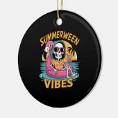 Summerween Vibes Skeleton Flamingo Float Summer Ha Keramisch Ornament (Links)