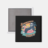 Summerween Vibes Skeleton Flamingo Float Summer Ha Magneet (Voorkant / Achterkant)