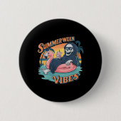 Summerween Vibes Skeleton Flamingo Float Summer Ha Ronde Button 5,7 Cm (Voorkant)