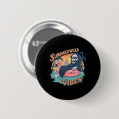 Summerween Vibes Skeleton Flamingo Float Summer Ha Ronde Button 5,7 Cm (Voorkant /achterkant)