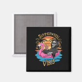 Summerween Vibes Skeleton Flamingo Spooky Hallowee Magneet (Voorkant / Achterkant)