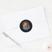 Summerween Vibes Skeleton Flamingo Spooky Hallowee Ronde Sticker (Envelop)