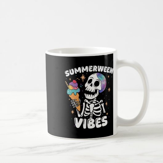 Summerween Vibes Skeleton Ice Cream Art Summer Hal Koffiemok (Rechts)