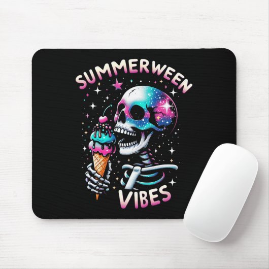 Summerween Vibes Skeleton Ice Cream Summer Hallowe Muismat (Met muis)