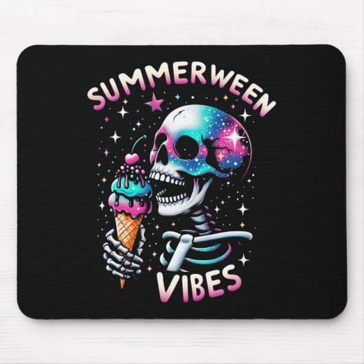 Summerween Vibes Skeleton Ice Cream Summer Hallowe Muismat (Voorkant)