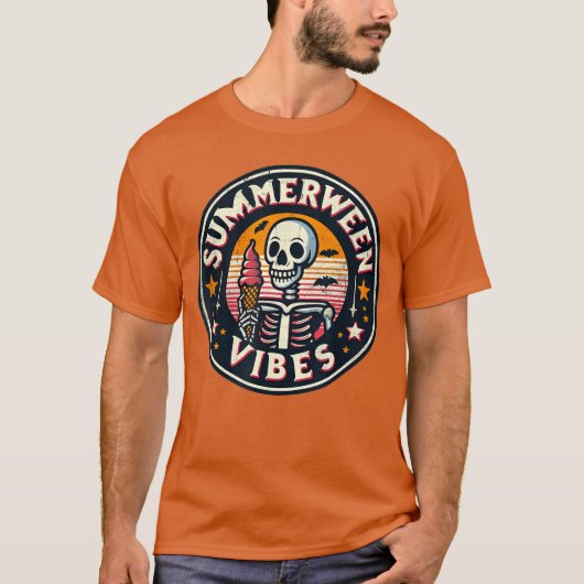 Summerween Vibes Skeleton Ice Cream Summer Vacatio T-shirt (Voorkant)