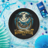 Summerween Vibes Skeleton Pumpkin Skeleton Zomer Papieren Bordje (Feest)