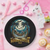 Summerween Vibes Skeleton Pumpkin Skeleton Zomer Papieren Bordje (Feest)