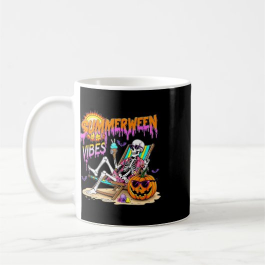 Summerween Vibes Skeleton Pumpkin Spooky Vacation  Koffiemok (Links)