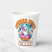 Summerween Vibes Spooky Cute Ghost Flamingo Float Papieren Bekers (Voorkant)