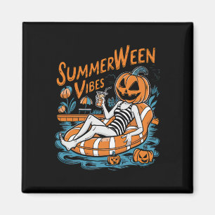 Summerween Vibes Spooky Summer Pumpkin Schattige Magneet