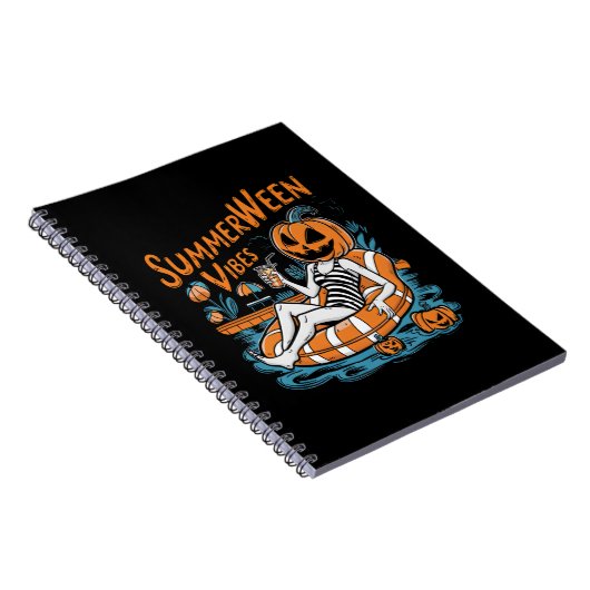 Summerween Vibes Spooky Summer Pumpkin Schattige Notitieboek (Rechterzijde)