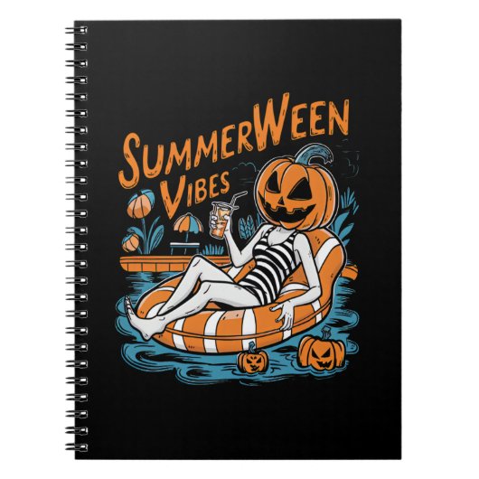 Summerween Vibes Spooky Summer Pumpkin Schattige Notitieboek (Voorkant)
