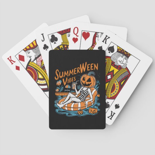 Summerween Vibes Spooky Summer Pumpkin Schattige Pokerkaarten (Achterkant)