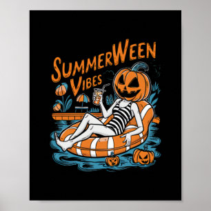 Summerween Vibes Spooky Summer Pumpkin Schattige Poster