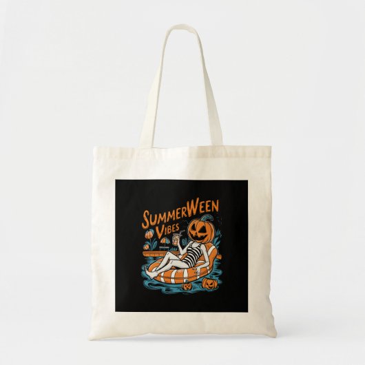 Summerween Vibes Spooky Summer Pumpkin Schattige Tote Bag (Voorkant)