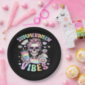 Summerween Vibes Sweet Skeleton Girl Summer Hallow Papieren Bordje (Feest)