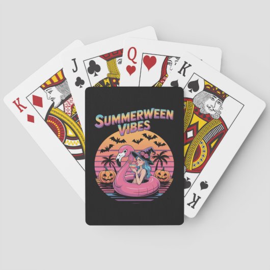 Summerween Vibes Witch Flamingo Pokerkaarten (Achterkant)