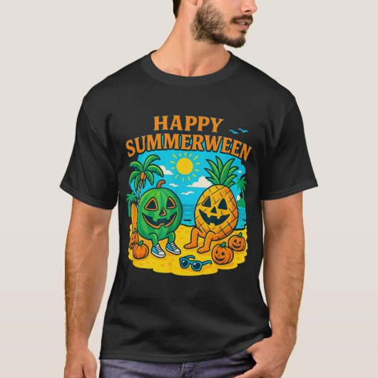 Summerween Watermeloen Ananas Strandstemming T-shirt (Voorkant)