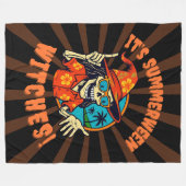Summerween Witch Skeleton in Tropical Witch Hat 2 Fleece Deken (Voorkant (Horizontaal))