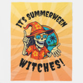 Summerween Witch Skeleton in Tropical Witch Hat Fleece Deken (Voorkant)